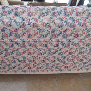 RARE, Vintage, Embroidered Linen Fabric Floral Multicolor Design 3 yards Piece